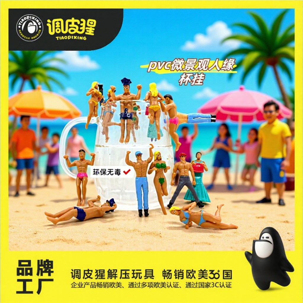 Taza de personajes creativos transfronterizos, adornos de borde, muñecas, tazas de micro paisaje, modelos colgantes, juguetes mini