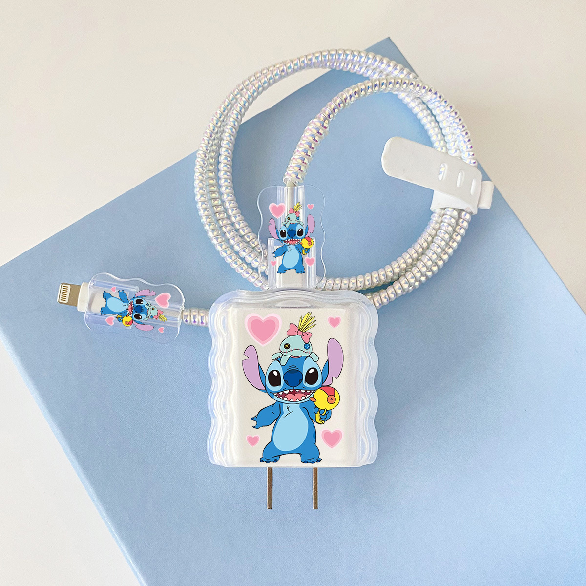 Apple 20w-YT1026 권총 스티치 오버레이 헤드기어 + 물결선 클립 + 1m 레이저 흰색 로프 + 흰색 스트랩