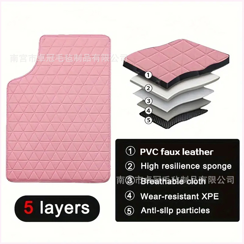Car Floor Mats, Universal Pvc Leather Carpets, 5-Piece 4-Piece Set, Export Cross-Border Temu Amazon Shein
