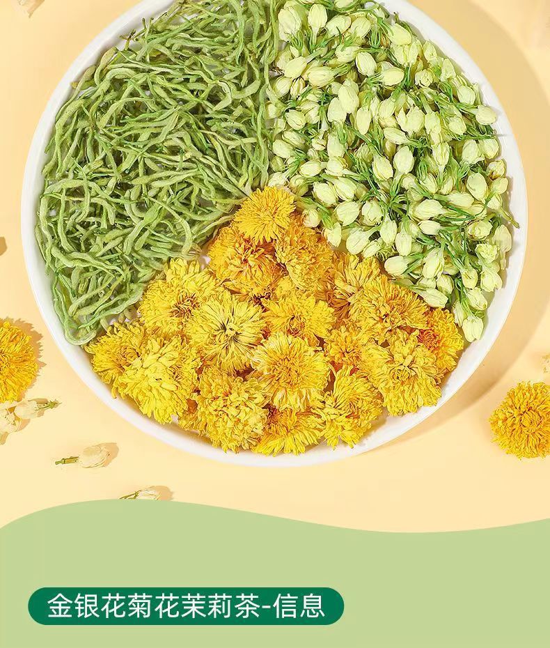 Three Flower Tea Jin Yin Hua Ju Hua Mo Li Hua Triangle Tea Bags 50 Count Sugar Free Herbal Blend overview