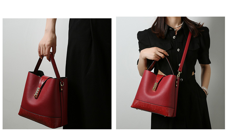 656g Weight Polyester Lining Material Lock clasp Closure Type Single Shoulder Strap Strap Type Crossbody Bag Bags Type Daily Occasion Pu Leather Material Solid Color Pattern All Seasons Season Women'S Gender Fashion Style Bucket Shape Medium Size Women's Medium Pu Leather Solid Color Fashion Bucket Lock Clasp Crossbody Bag 17
