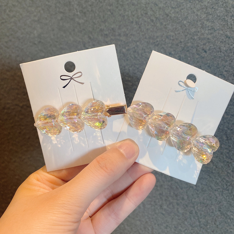 12g Weight Headwear Classification Festival Occasion Heart Pattern Women'S Gender Korean Laser Transparent Ice Cube Hairpin 6