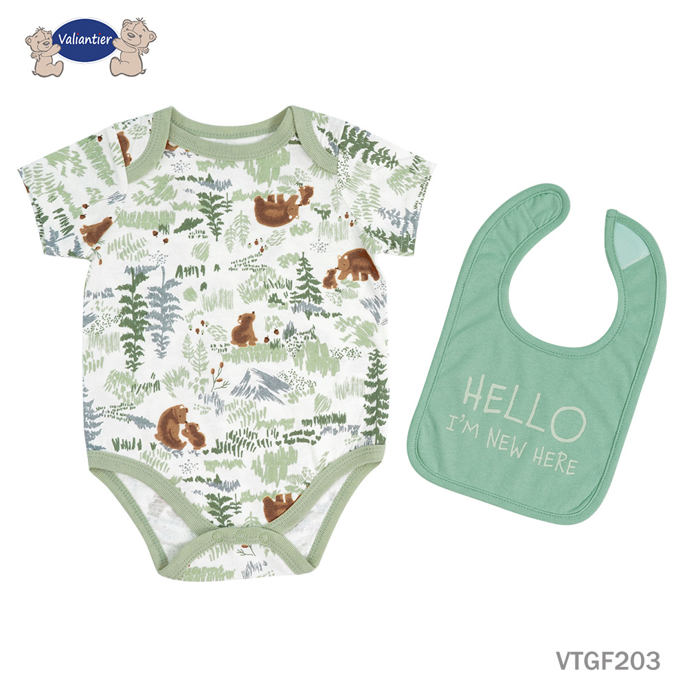 Verano recién nacido con toallas de saliva set dibujos animados lindos bebés ropa de mangas cortas bebés abrigo image 9