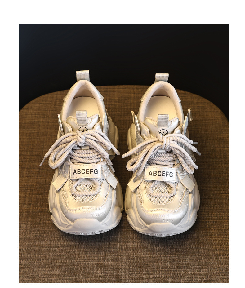 Giày sneaker nữ đế dày tăng chiều cao 10cm phong cách thể thao — màu trắng chi tiết 19