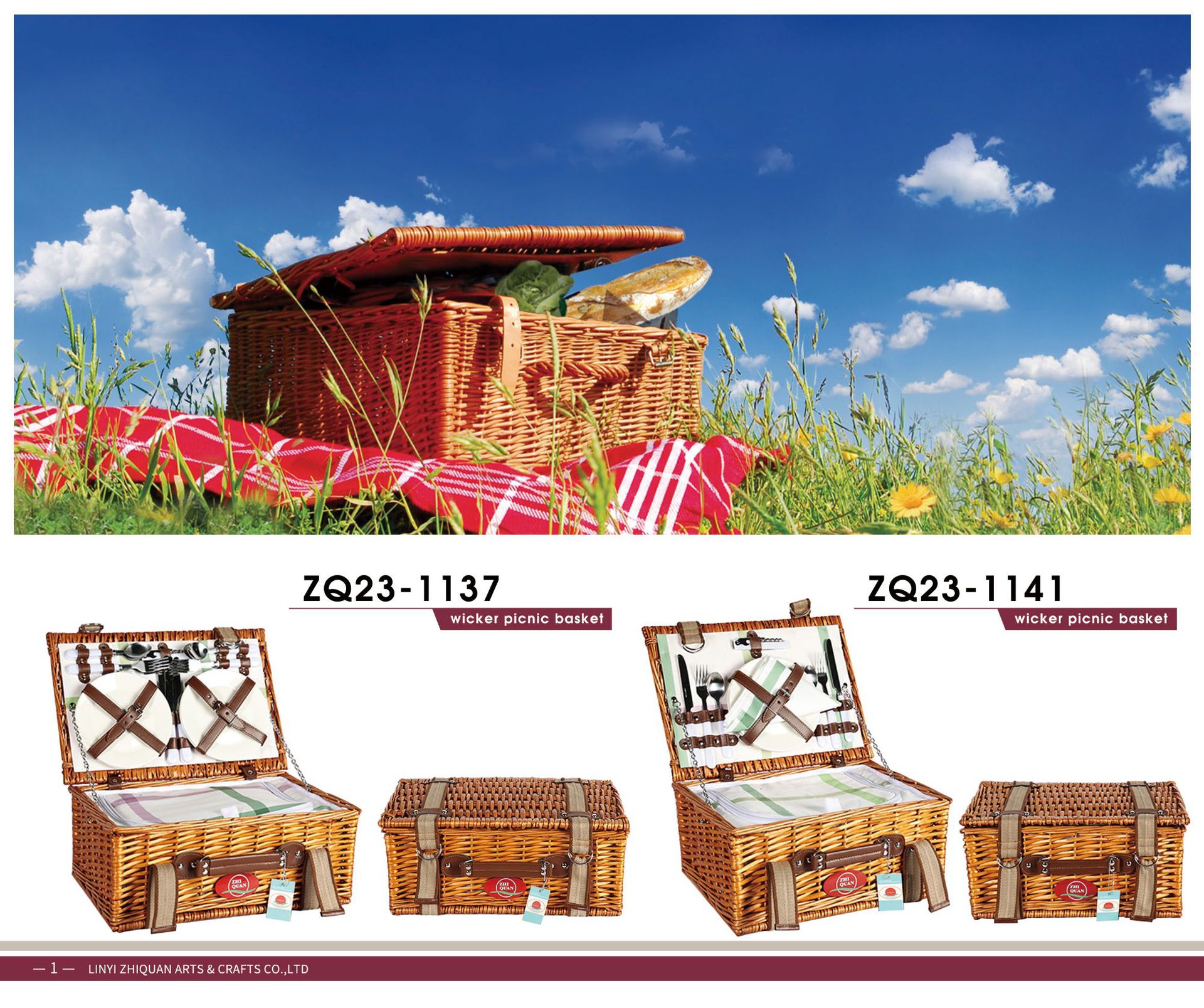 Comercio exterior personalizado de caña trenzada marco de sauce cesta de picnic doble grupo de cuatro bolsas de aislamiento de calor cesta de picnic cesta de sauce picnic