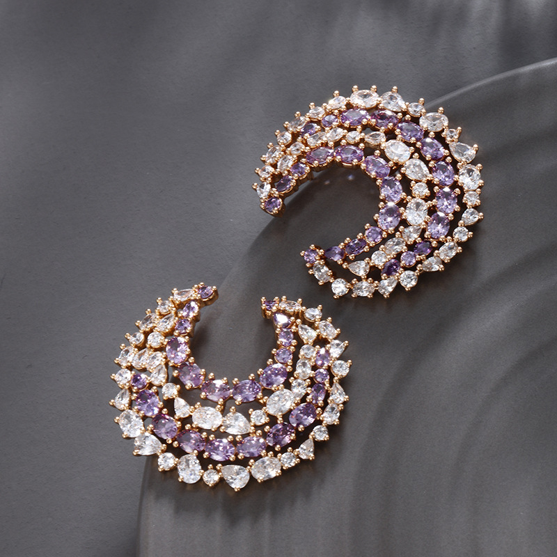 Xuping piedras preciosas artificiales de color bronce y diamante tipo C pendientes ligeros de lujo de alta calidad pendientes transfronterizos europeos y estadounidenses para mujeres