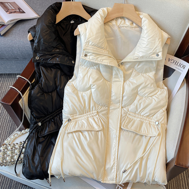 Winter New Plus-Size Women's Trendy Streetwear Popular European-Style Sleeveless down Cotton Vest for Women