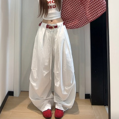 ホットセール白空挺部隊オーバーオール女性の夏のルーズスリムレトロスポーツパンツデザインワイドレッグシザーパンツ