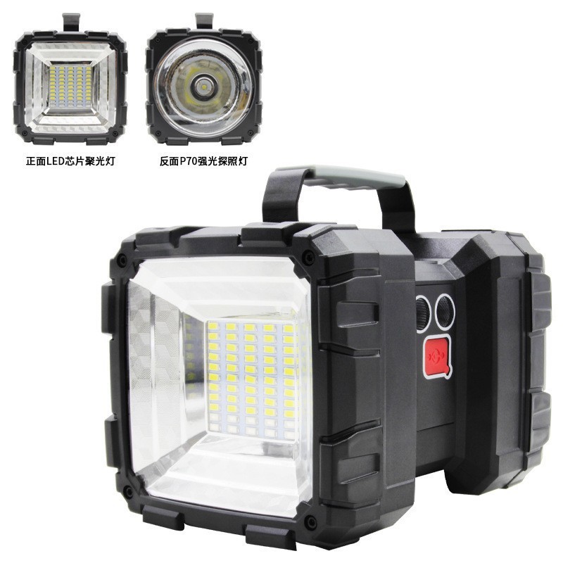 Luz portátil de luz fuerte LED recargable multifunción para exteriores de alta potencia reflector de advertencia de doble cabezal linterna portátil