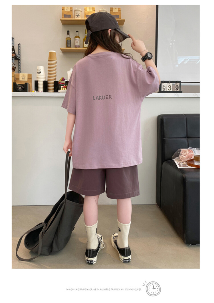 Girls' Sports Two Piece Fashion 2024 New Women's Short Sleeve Set Children's Casual Summer Dress_voghion.com