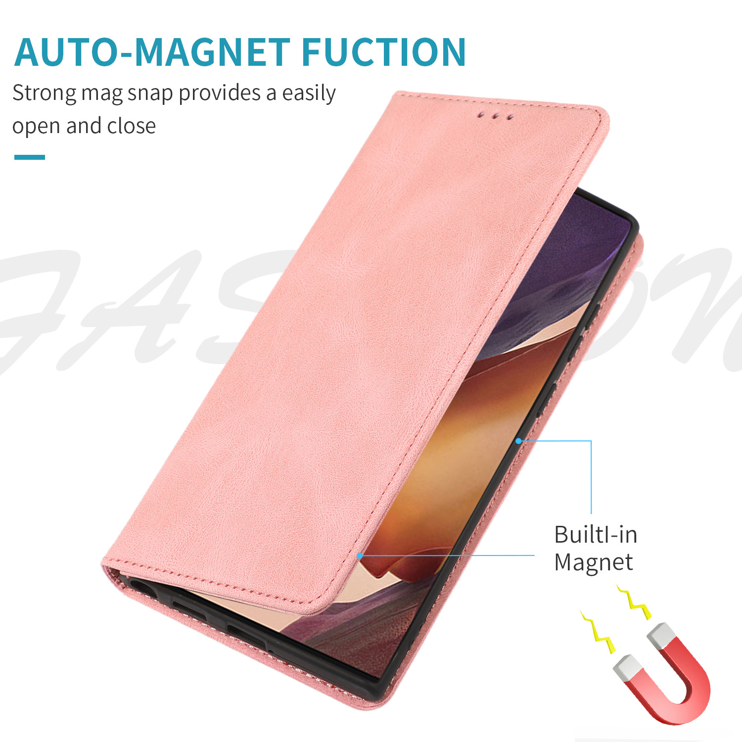 Magnetic Leather Flip Phone Case For Samsung And Iphone Models_voghion.com