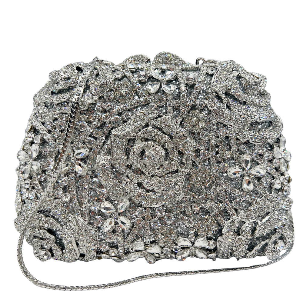 Crystal clutch nuevo hueco rosa con diamantes bolsas de banquete de diamantes bolsas de moda duras
