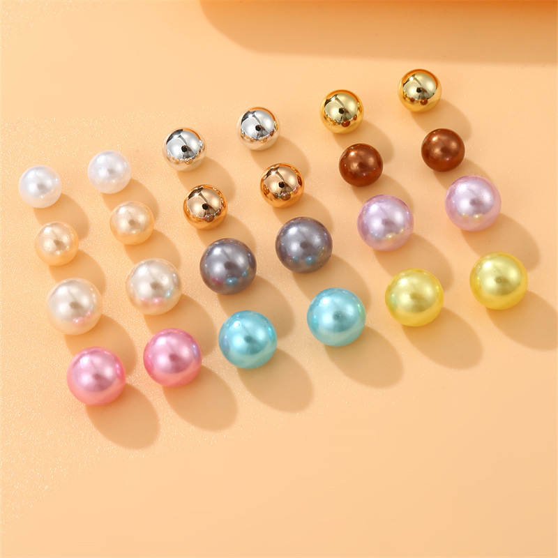 Imitation Pearl Material 1 Set Sweet Geometric Solid Color Stoving Varnish Imitation Pearl Ear Studs