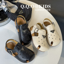 QQO童鞋 2025夏季新款英伦风男女童勃肯鞋沙滩鞋儿童真皮包头凉鞋