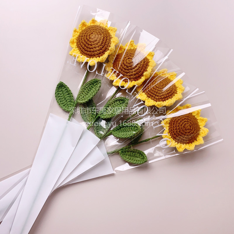 Girasol acabado ramo tejido a mano flor artificial lana flor graduación regalo para novia niña cumpleaños maestro