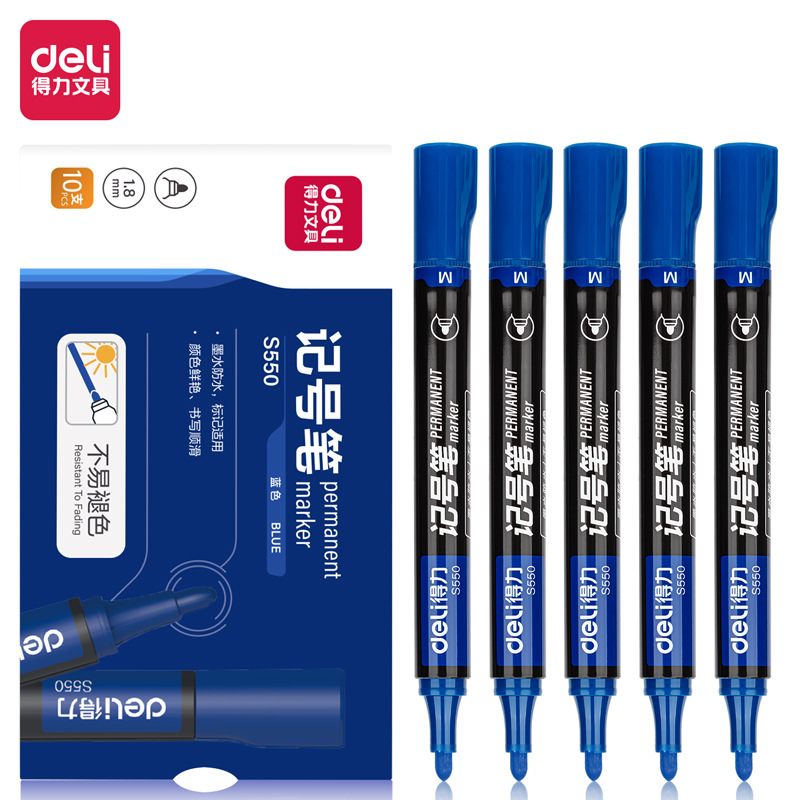 Marcador de aceite de DeLi, lápiz de cabeza grande a prueba de agua, ancho de línea a prueba de agua no decolor de 1.8 mm, lápiz de marca S550
