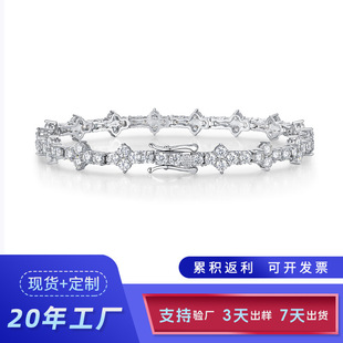 S925 Silver Mosan D Color Hip Hop Single Row Male European and American Cross-border New Cross-border Hot Selling High-end Sense Plum Blossom Tennis Chain