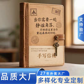 复古怀旧日记本PU皮面系绳小本子旅行日志记录记事本厂家定制logo