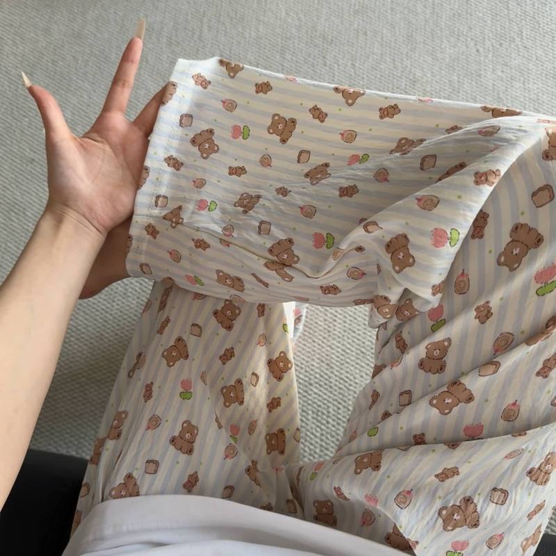 ネットセレブウォーキングパジャマレディースパンツインスタイル甘い女子学生寮痩身ワイドレッグウェアラブルホームパンツ|undefined