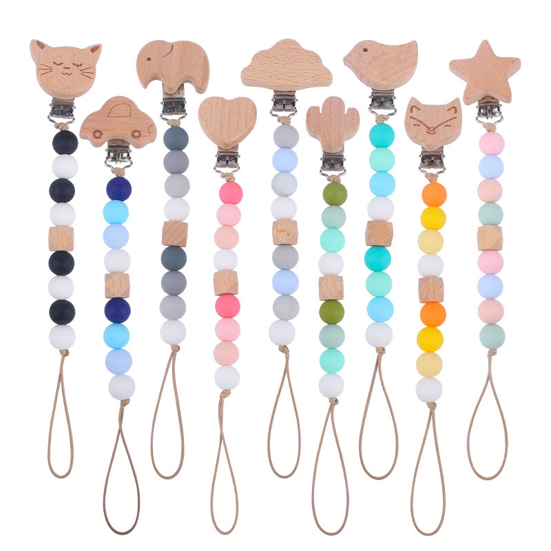 Nuevo bebé calmante silicona chupete cadena teether stick