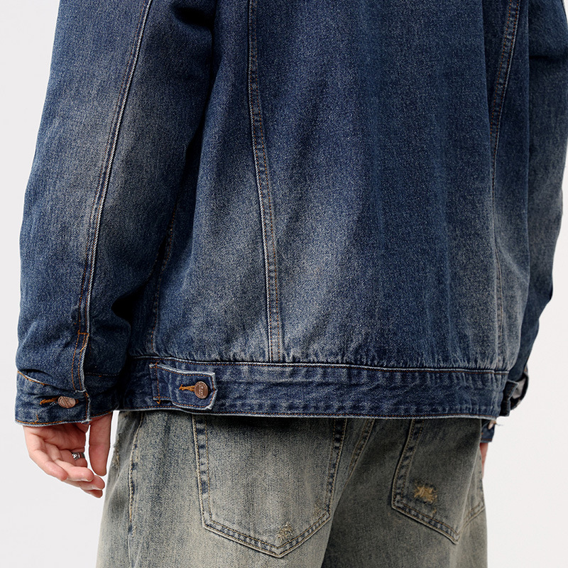2024 invierno sencillo nostálgico velchillo grueso chaqueta denim hombre estilo de moda joven chaqueta denim cálida