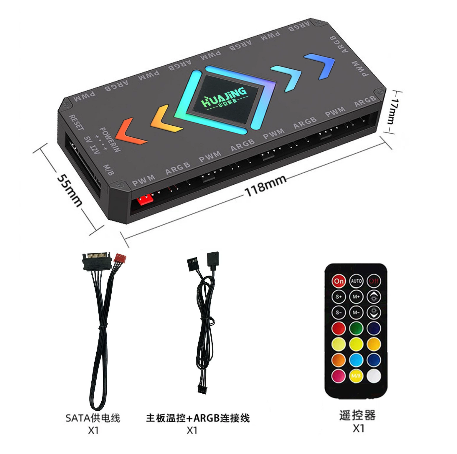 Корпусной контроллер ARGB 5V 3-пиновый PWM с регулировкой температуры, беспроводной пульт дистанционного управления, синхронизирующий хаб для вентиляторов