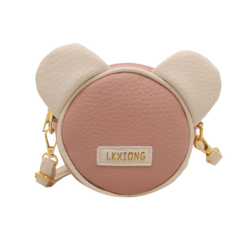 Cartoon Anime Little Bear Head Bolso de hombro para niños y niñas Mini lindo bolso de mensajero para bebés Bolso para niños de color de contraste de moda