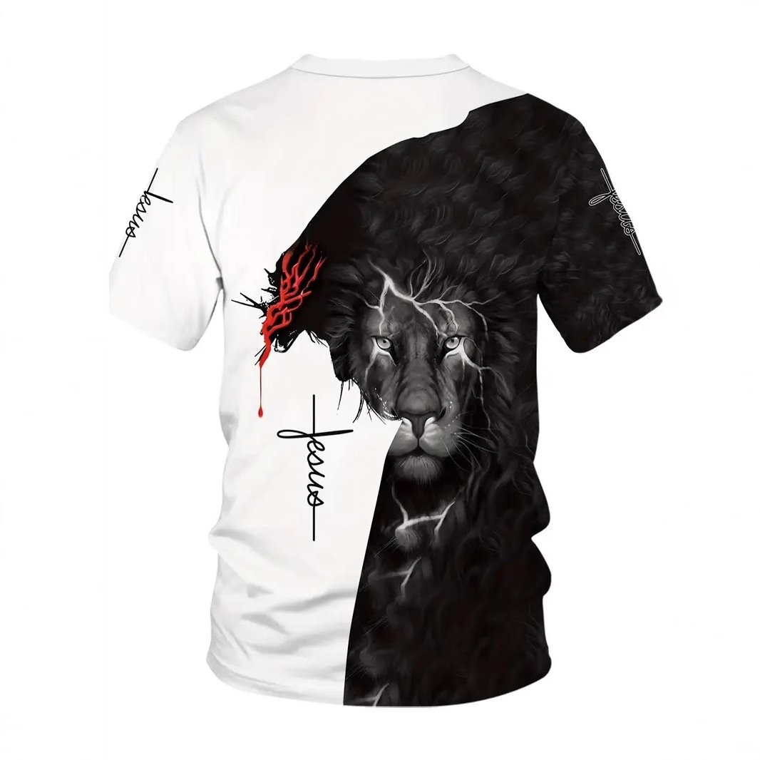 Eslóganes de Pascua transfronterizos europeos y americanos con estampado 3D para hombres, camiseta holgada y transpirable de manga corta con cuello redondo