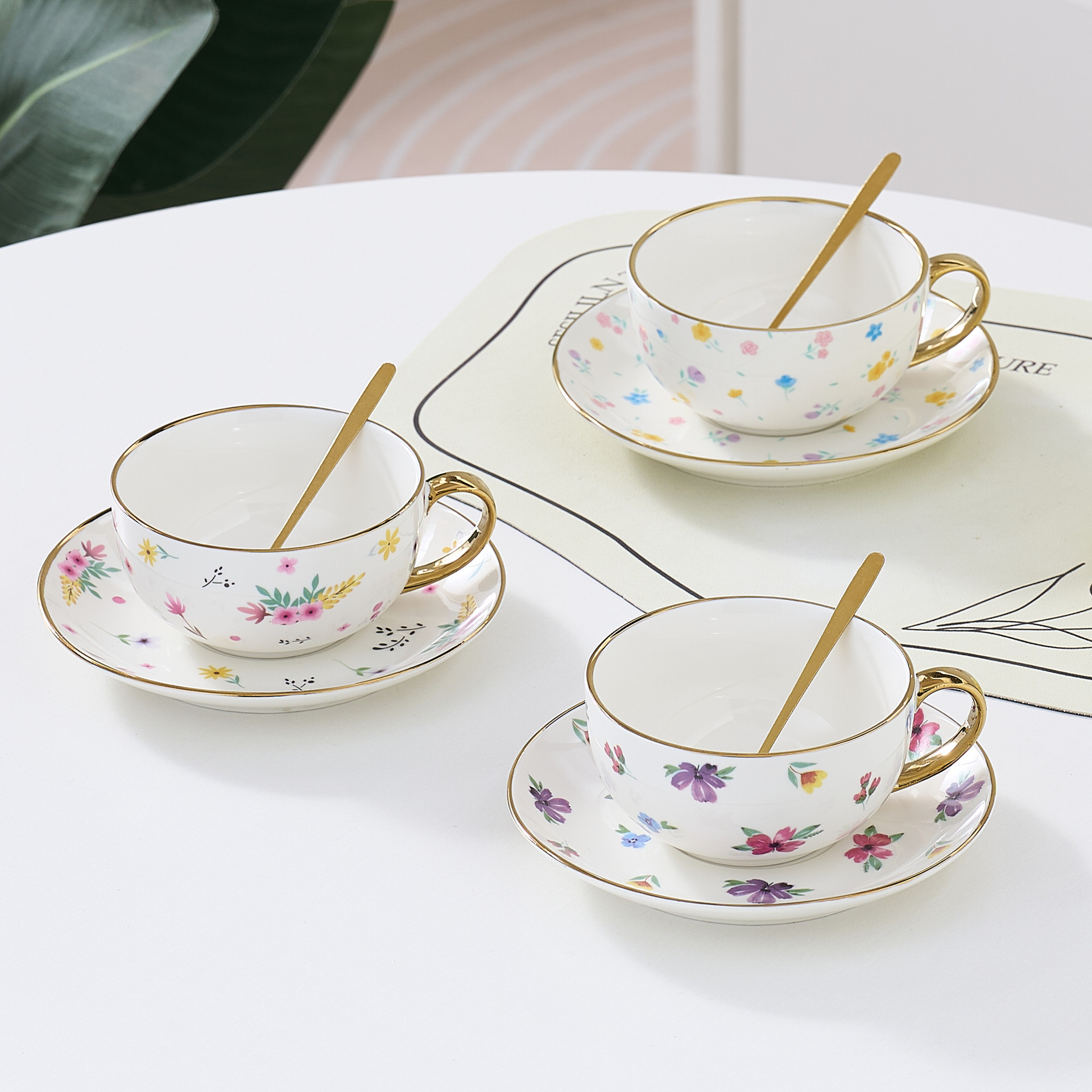 Juego de té de cerámica de oro transfronterizo