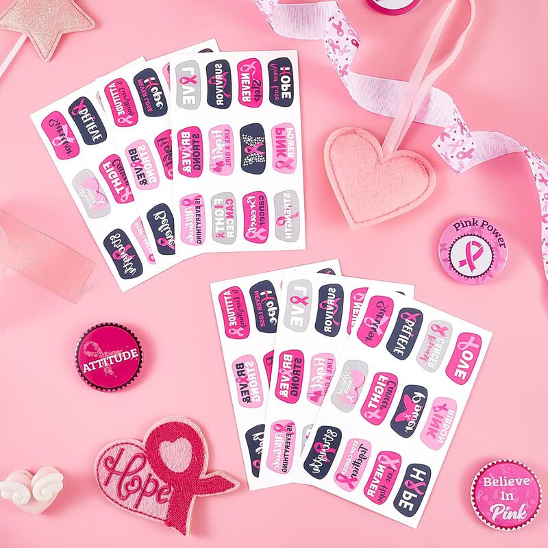 Cross-Border Pink Ribbon Care Day Tattoo Sticker Prevention and Treatment of Moon Love Breast Day Publicity and Promotion Temporary Tattoo Sticker