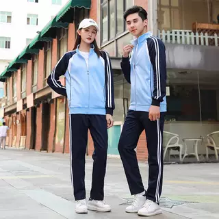 高中生校服长袖初中小学生运动套装生制服班服拼接撞色时尚男女款