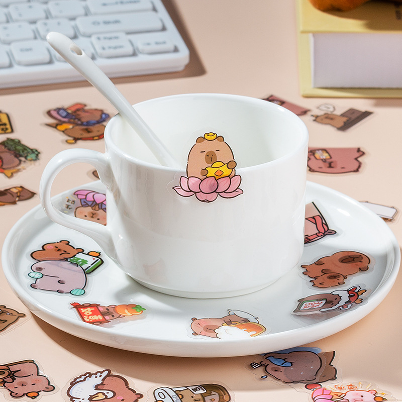 Pico conejillo de indias transparente pegatinas impermeables para mascotas bolsas diy cuaderno diario material de decoración pegatinas de animales capibara