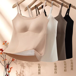 L3#新款秋冬带胸垫保暖背心女 免穿文胸打底保暖内衣女秋冬肌底衣