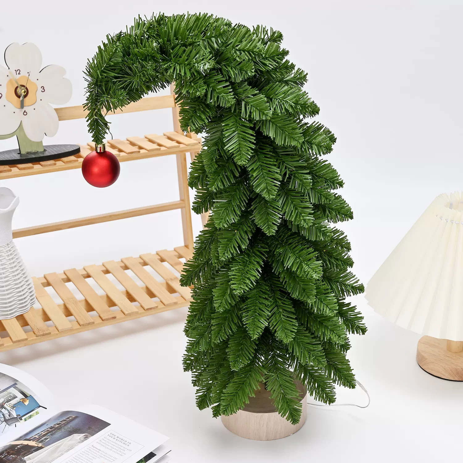 跨境新款创意绿色歪脖圣诞树绿色歪头树圣诞节歪脖子树圣诞树家用