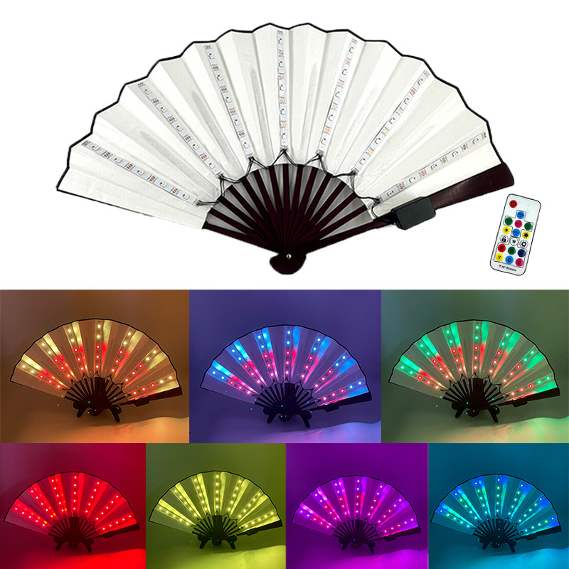 8-pulgadas luminoso ventilador luminoso colorido LED luminoso plegable ventilador bar discoteca fiesta escenario atmósfera props