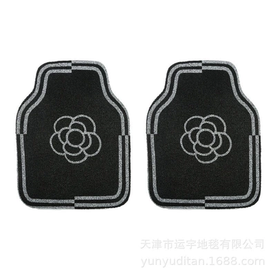 Universal Foot Pad, Light luxury camellia-patterned universal car floor - misaligned-camellia-front-row-2-pieces