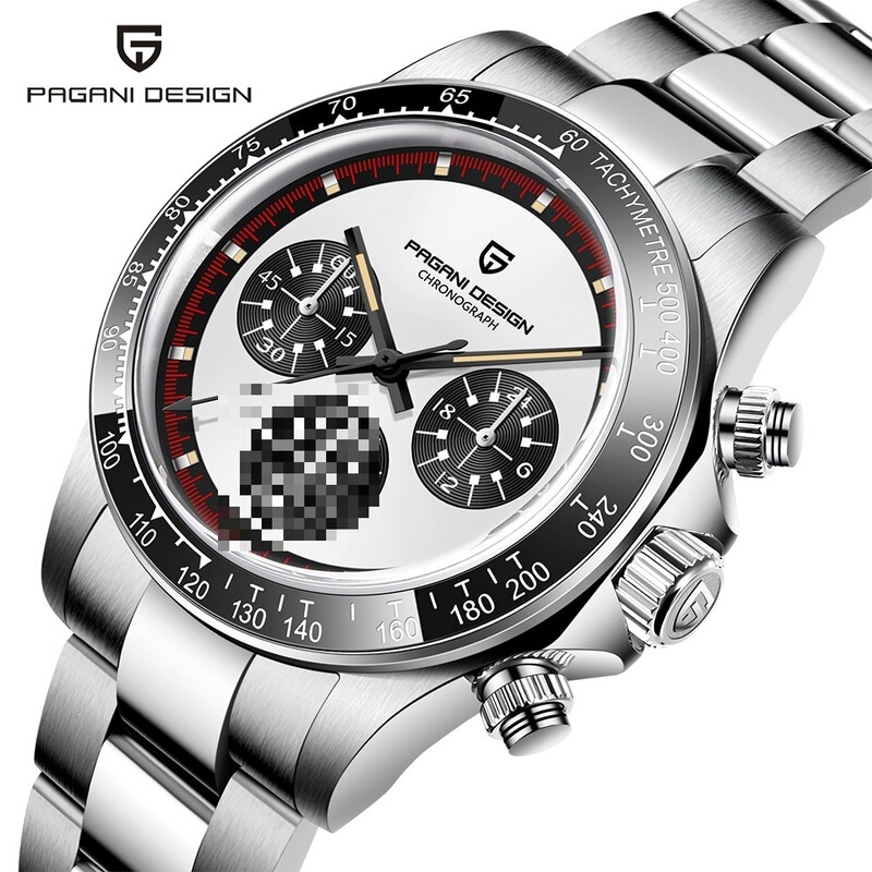 PAGANI DESIGN men's watch, chronograph, multi-functional, stainless steel, waterproof, quartz movement, model PD1676