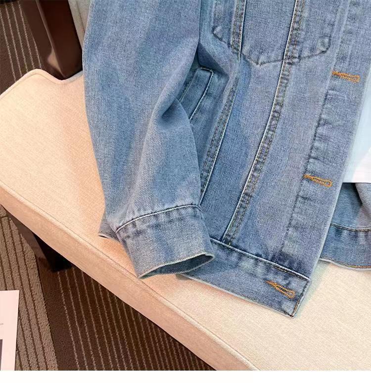 Dam jeansjacka lös passform mångsidig och vardaglig stil_voghion.com