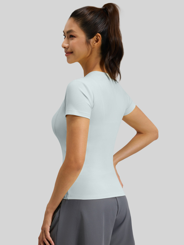 春夏修身運動半袖tシャツヨガ服上着女性フィットネスガードルランニングヨガ半袖|undefined