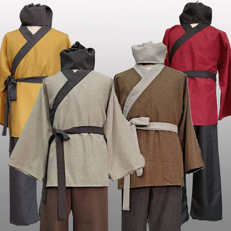 Древний костюм мужской династии Хань, мужская гражданская одежда, аксессуары, деревенские жители и слуги, одежда для выступлений, костюмы из хлопка и льна.