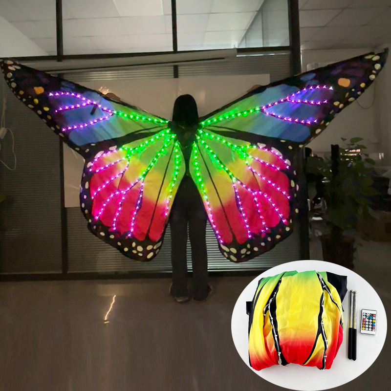 Nuevo LED arco iris brillante mariposa alas fiesta espectáculo de baile del vientre LED elf alas capas props