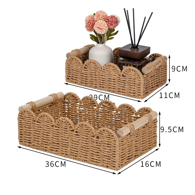 Cesta de almacenamiento de escritorio transfronteriza con mango de almacenamiento de ratán caja de almacenamiento de tela juguete merienda cesta de almacenamiento