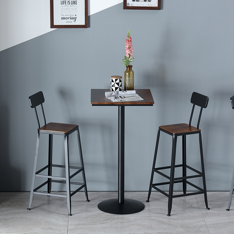 American solid wood bar chair wrought iron bar chair high stool home creative bar table and chair back bar chair stool
