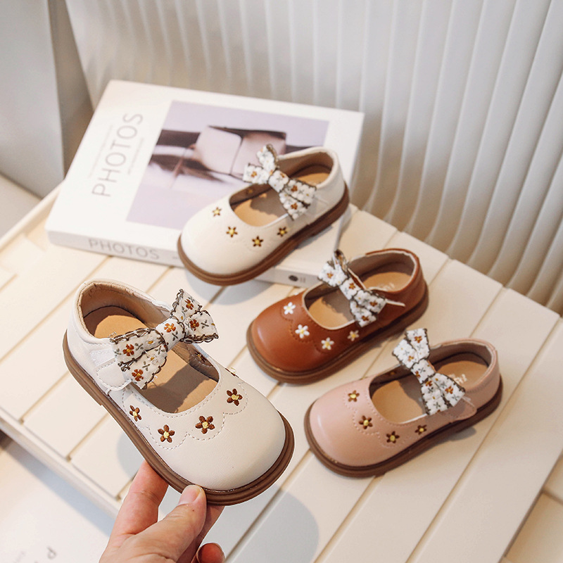 Girls Princess Shoes Spring and Autumn New Children's Leather Shoes Bow Embroidered Baby Girls' Shoes Versatile Small and Medium-sized Children's Shoes
