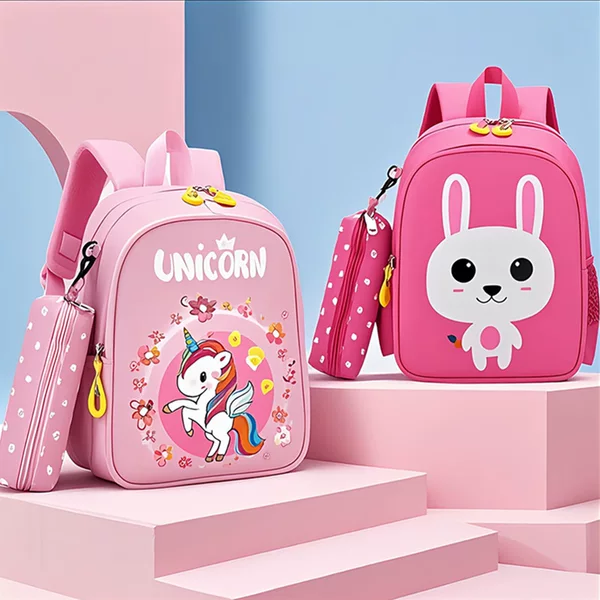 Children's Schoolbag with Pencil Case Girl's Cute Large, Medium and Small Class 3-6 Years Old Kindergarten Backpack Girls' Lightweight Backpack
