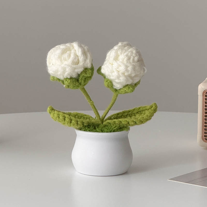 Regalos de día al por mayor girasoles para chicas, ramo de lana tejida a mano, adornos de mesa pequeños