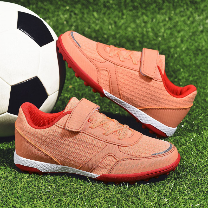 Zapatos de Fútbol Infantil con Velcro de Cuero Sintético, Ligeros y Antideslizantes para Césped