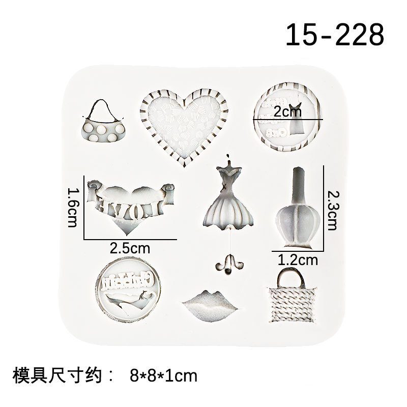 Maquillaje serie polvo pastel sombra de ojos perfume bolsa cosmética modelado silicona fondant pastel hornear decoración molde