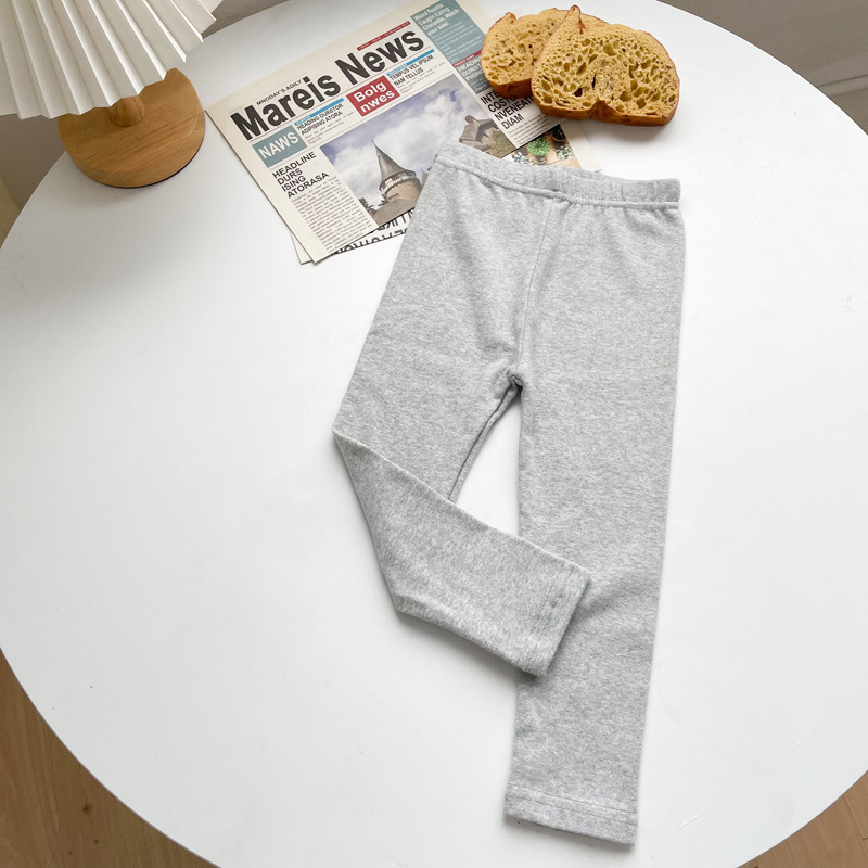 2023 Otoño e Invierno niñas SLIM-Fit color sólido polainas ropa exterior lana pull-up casual algodón bebé bottoming Pantalones