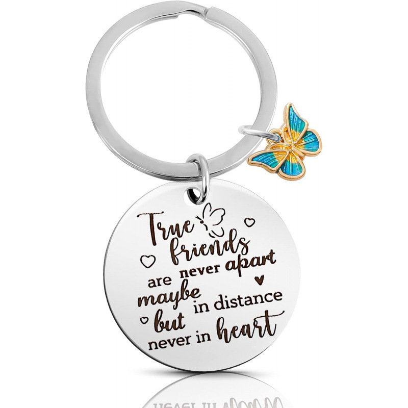 Friends stainless steel keychain friendship gift to female friend keychain Bff long distance